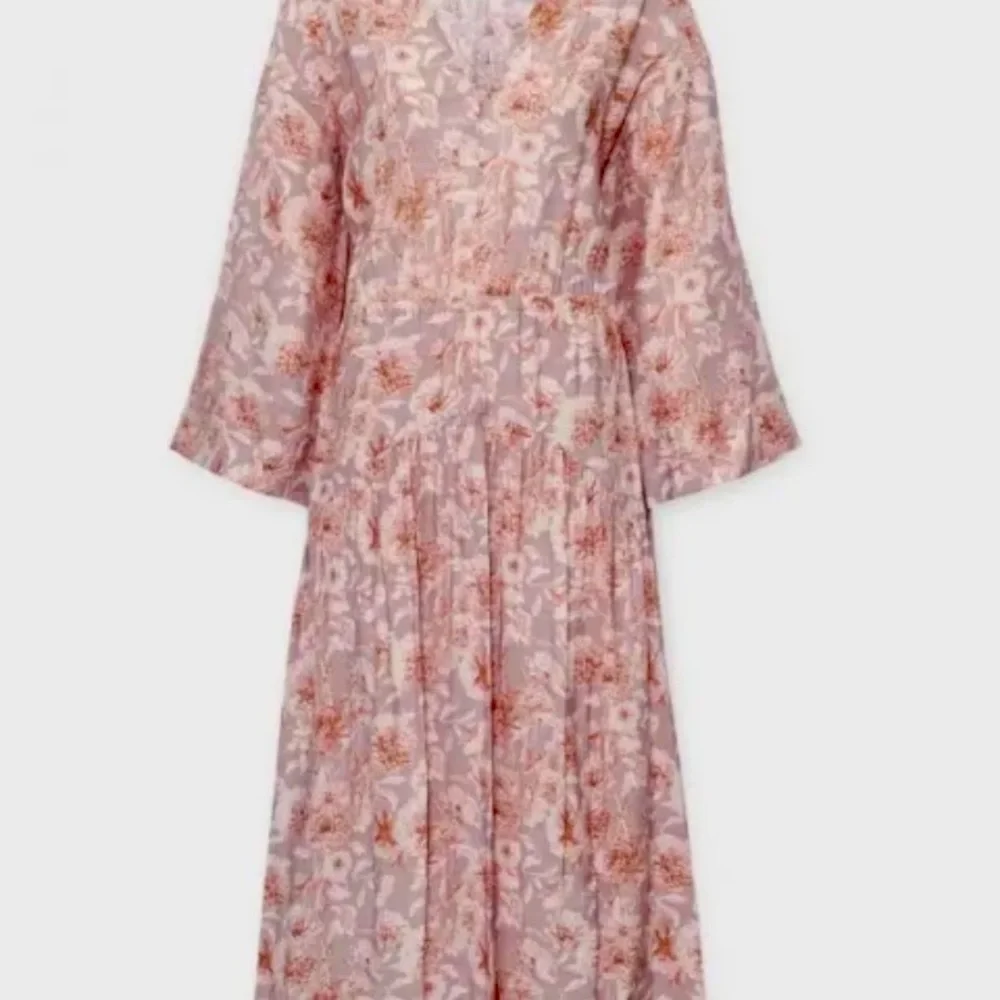 VINCE Dahlia Long-sleeve Double V-neck Dress Lotus NWT $435 Women’s